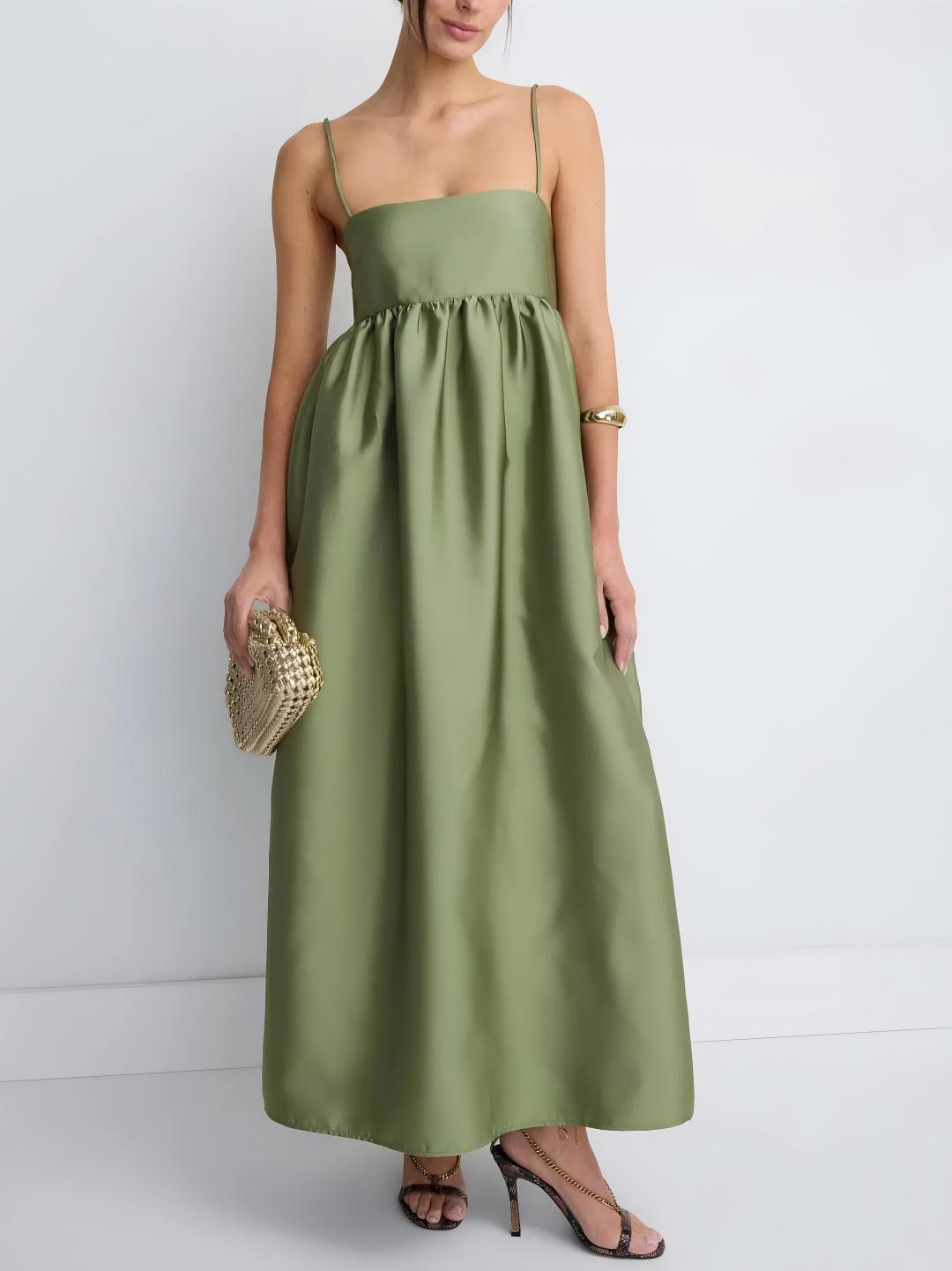 Minimalist Olive Green Babydoll Maxi Dress – NŌMI BRAND