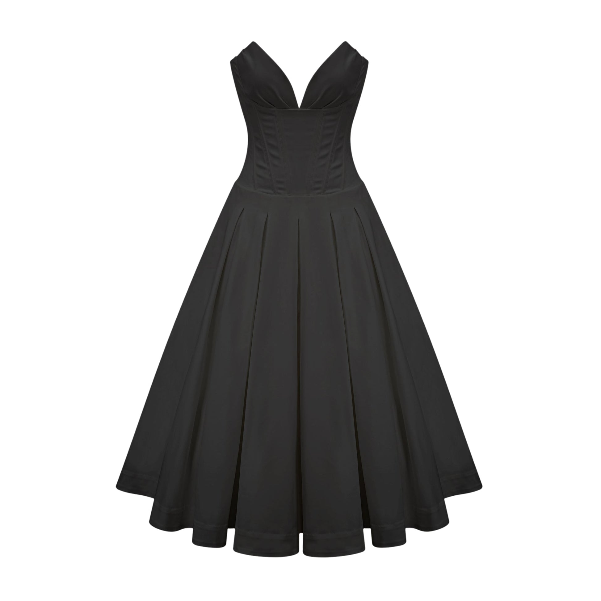 Katherine Black Off-Shoulder Corset Midi Dress
