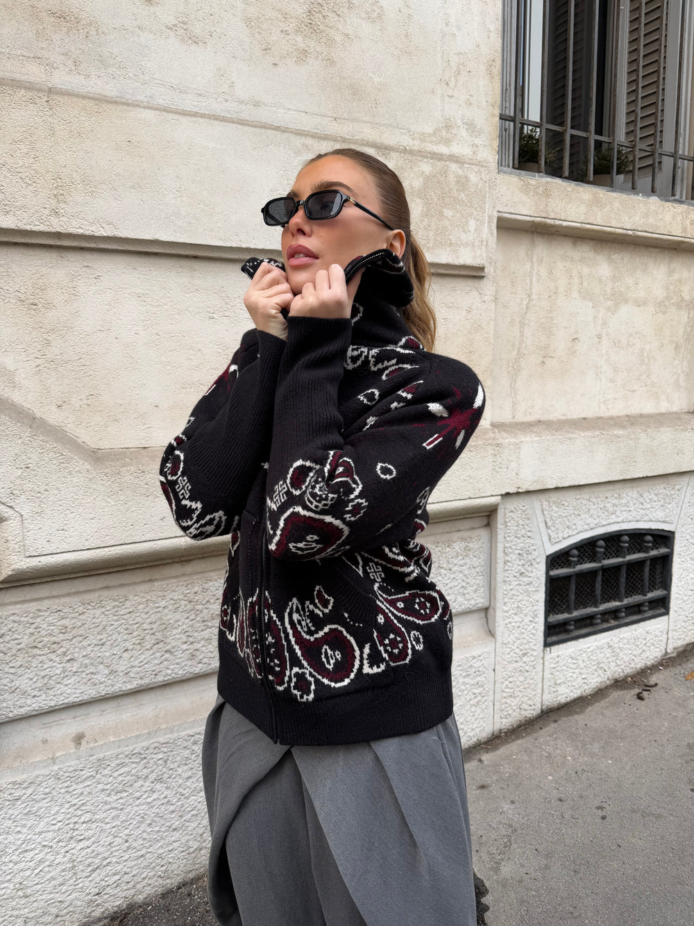 Bandana Patterned Cardigan