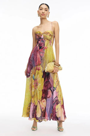 Multicolored Ikat Print Maxi Dress