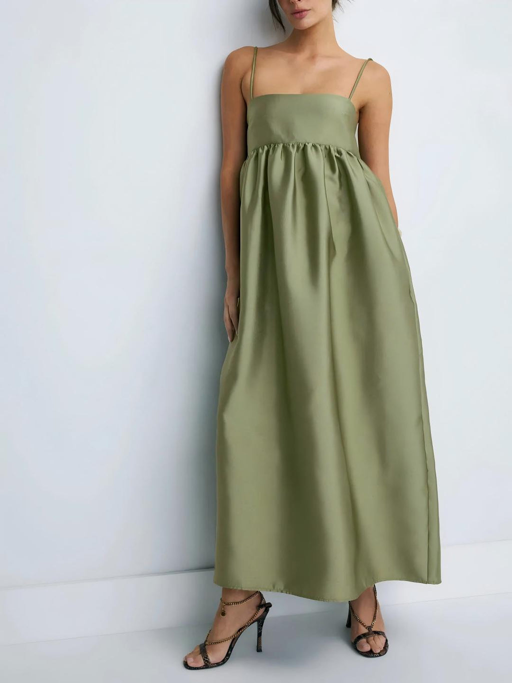 Minimalist Olive Green Babydoll Maxi Dress – NŌMI BRAND