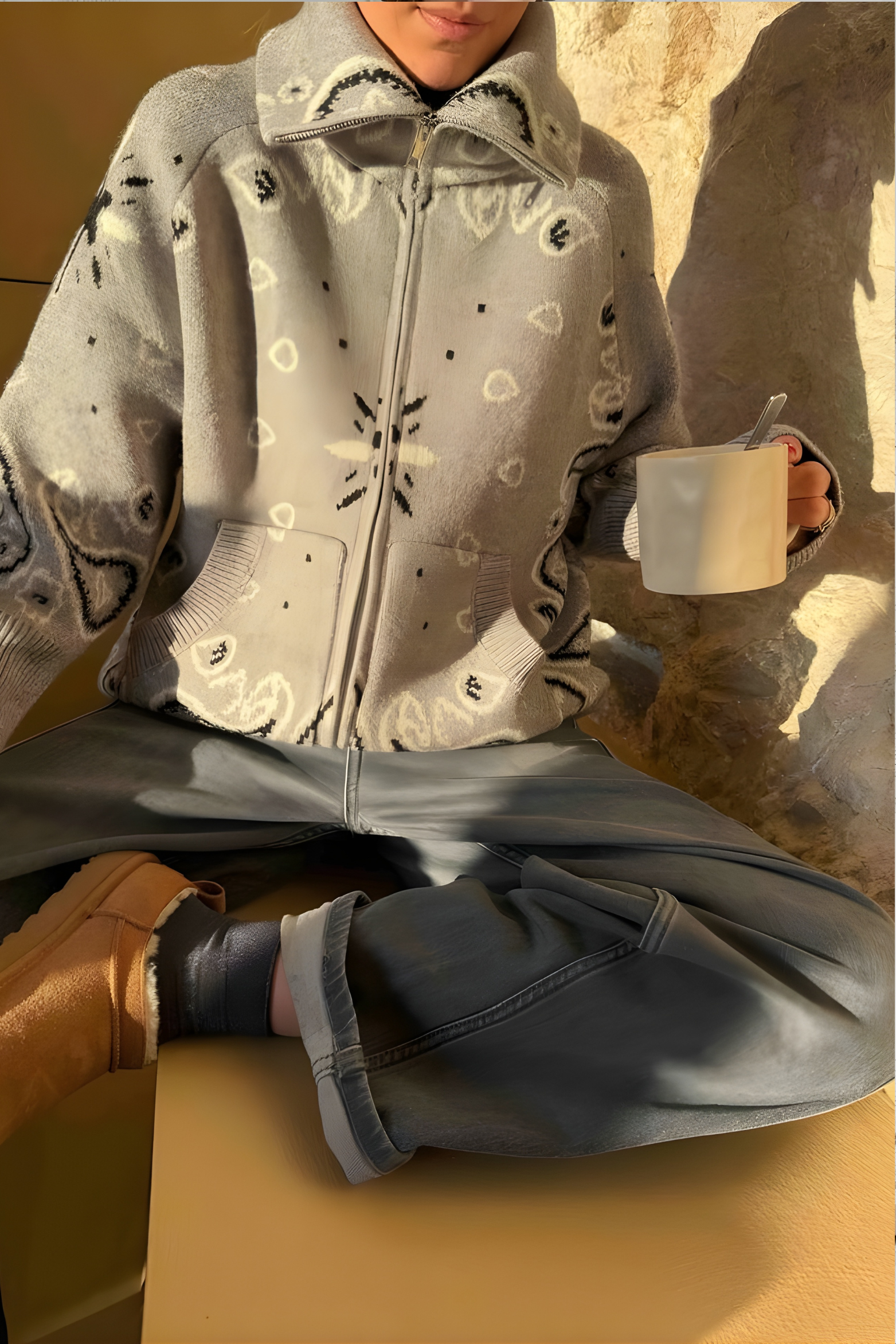 Bandana Patterned Cardigan