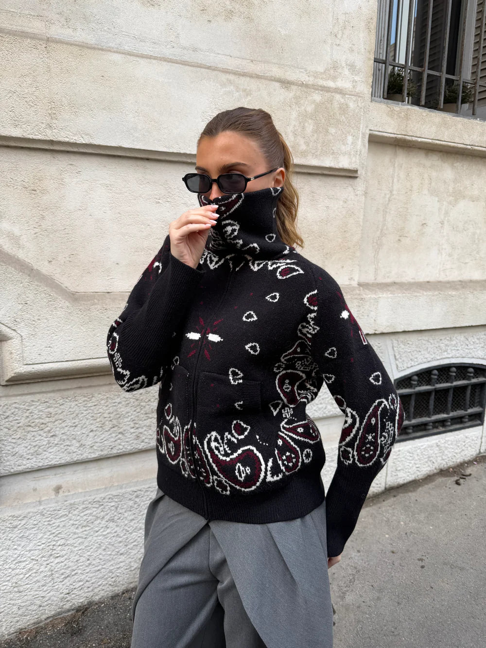 Bandana Patterned Cardigan