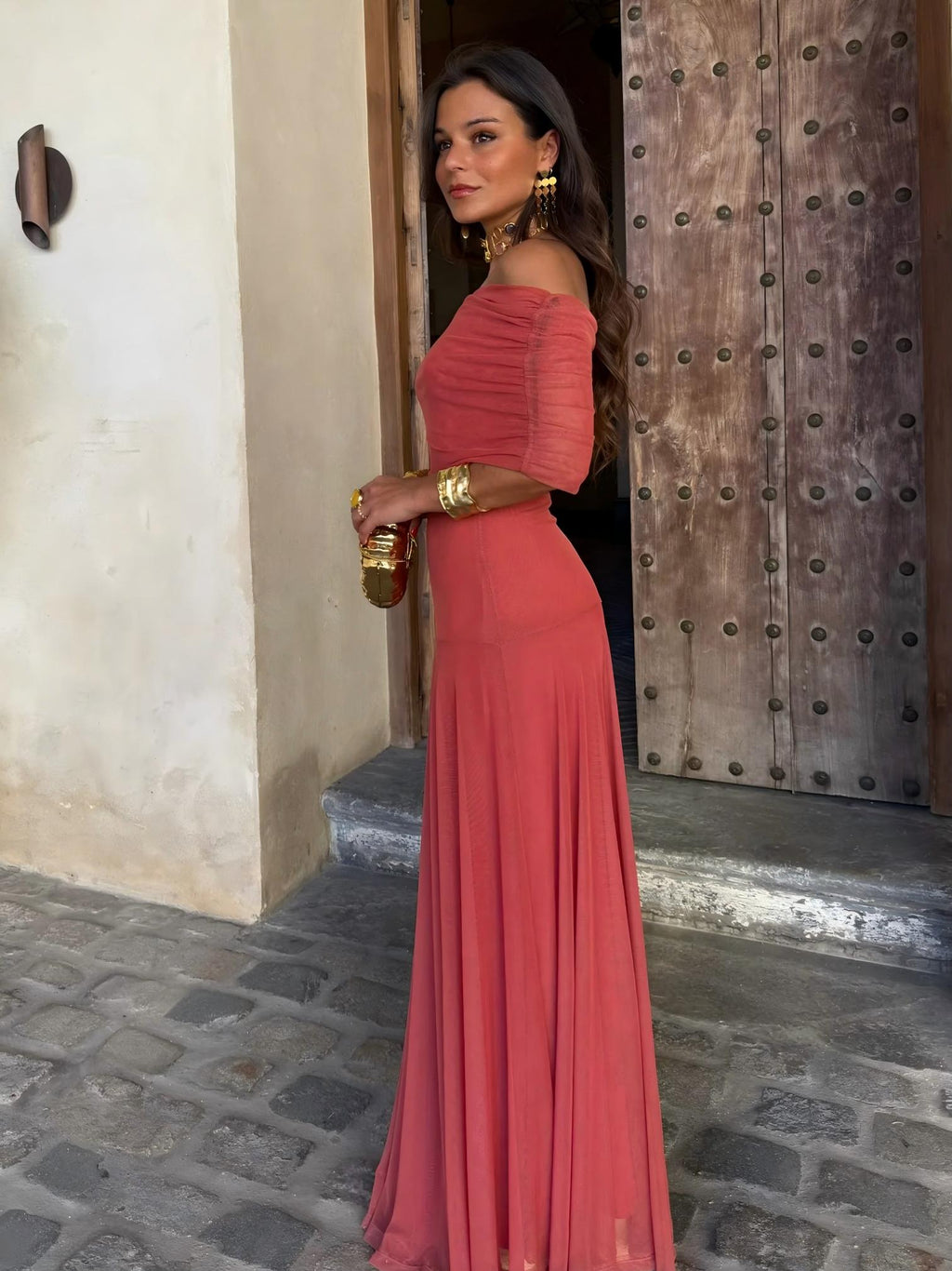 Toledo One Shoulder Mesh Maxi Dress