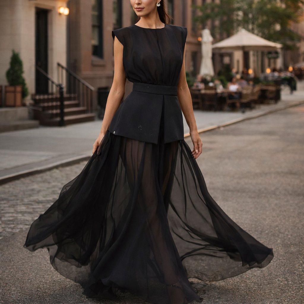 Sheer Mesh Maxi Dress