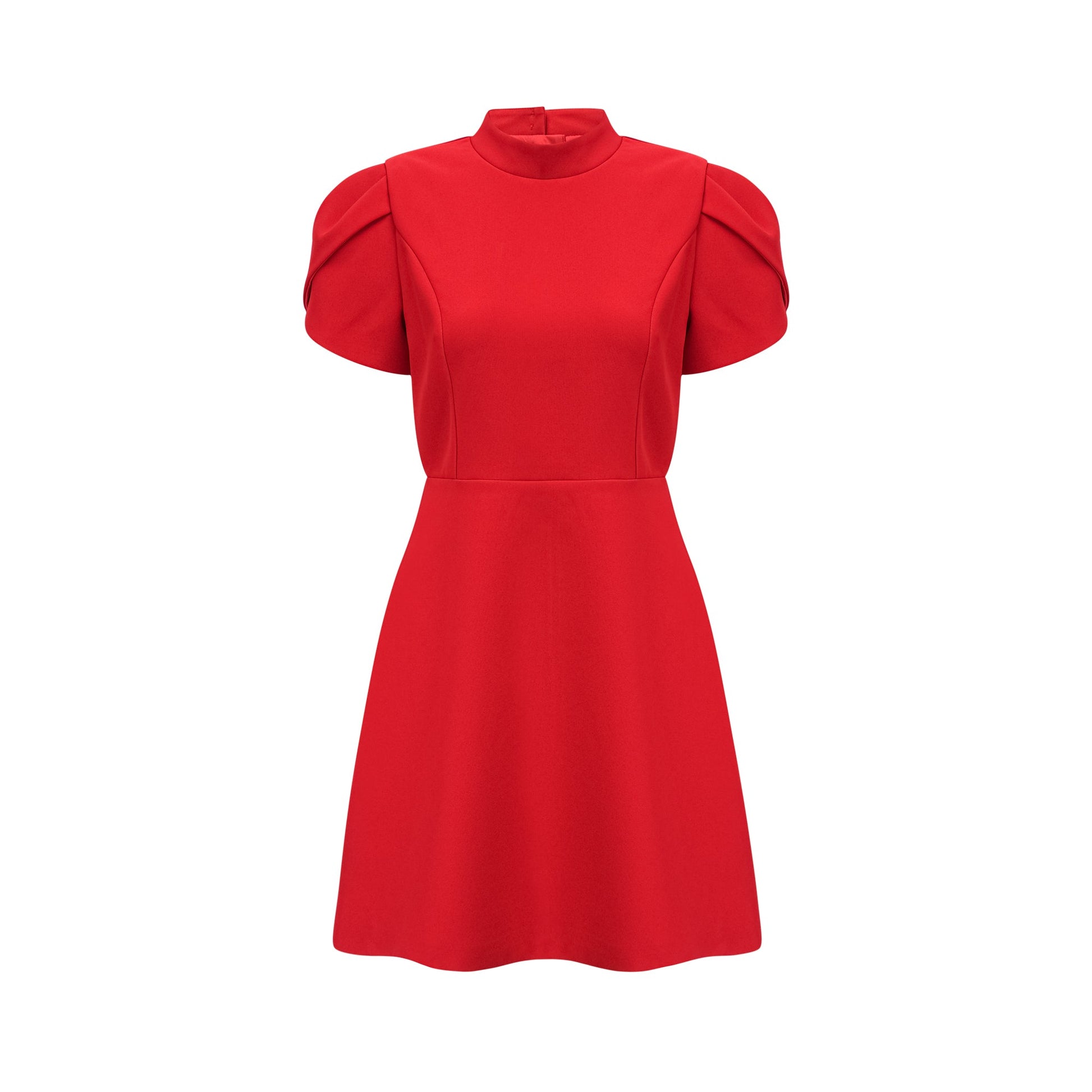 Anna red petal-sleeve cut-out bow mini dress