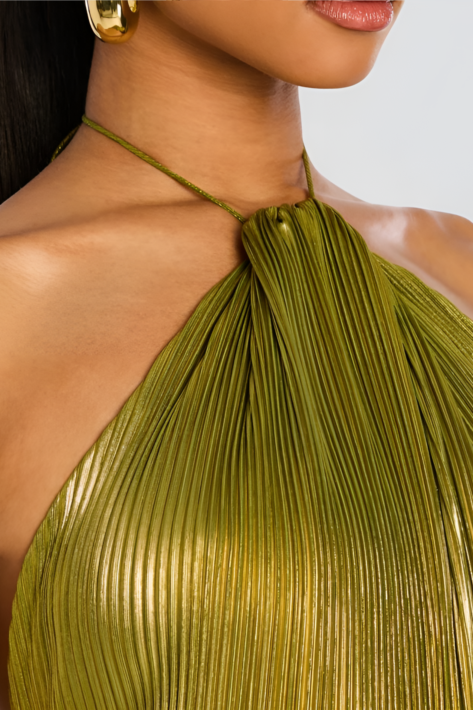Thalia Metallic Peridot Maxi Dress