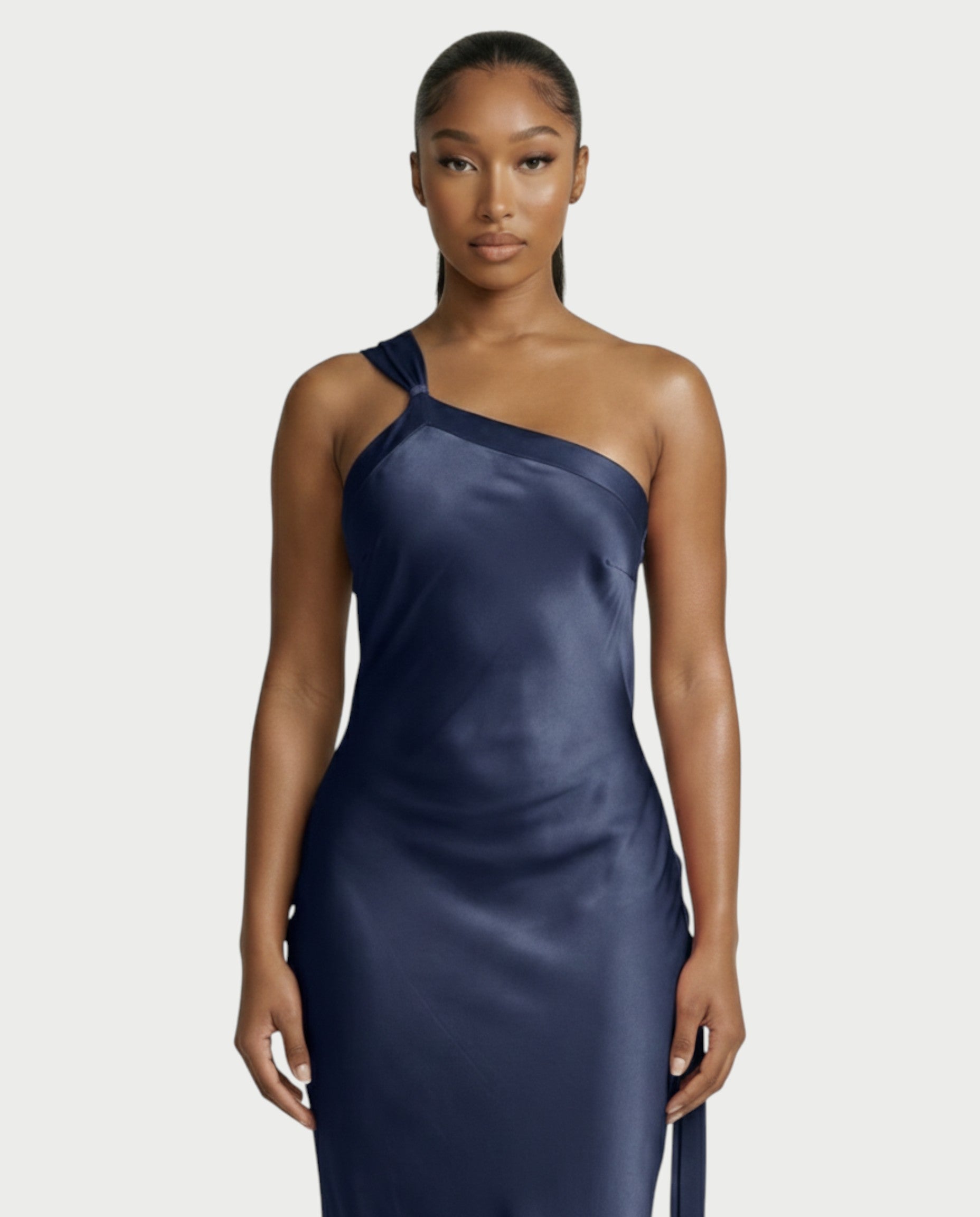 SELENE One-Shoulder Strap Satin Maxi Dress