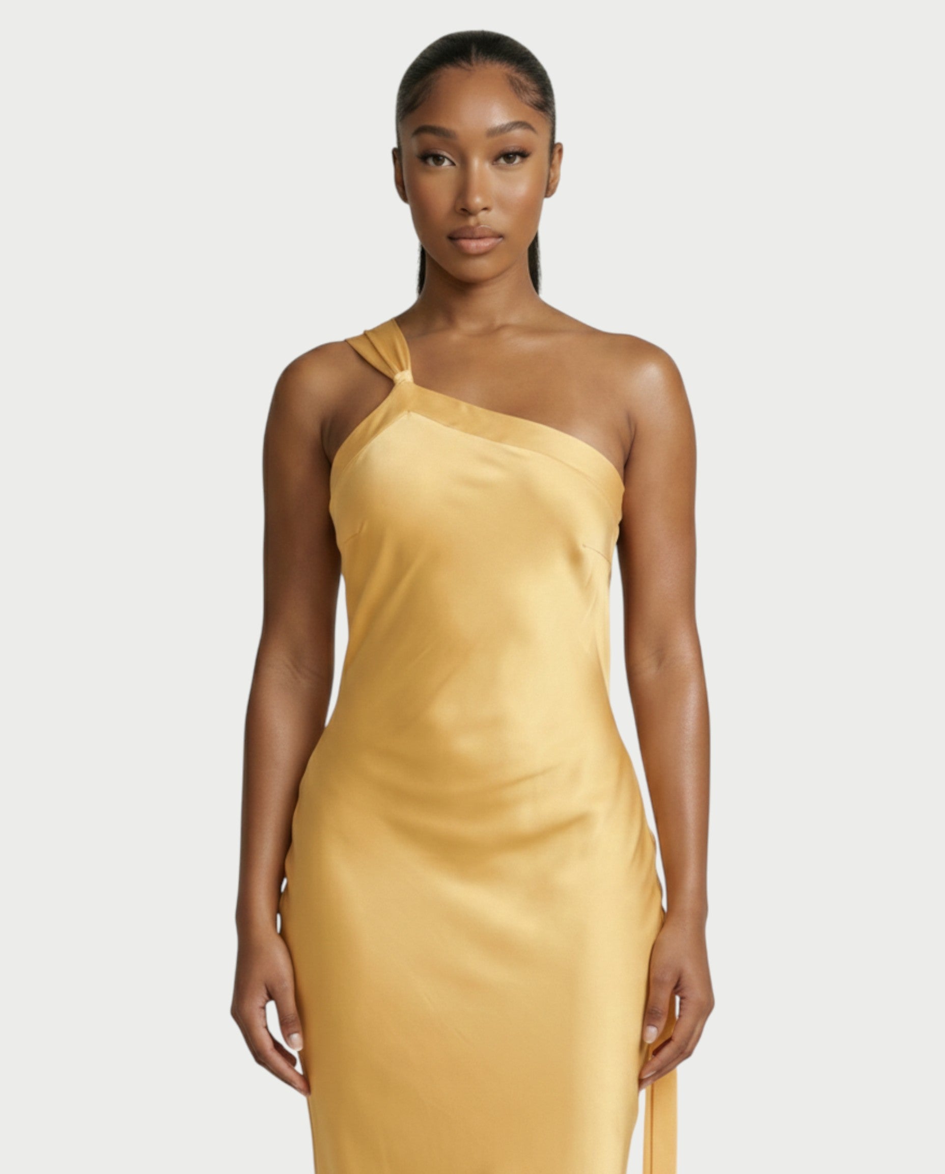 SELENE One-Shoulder Strap Satin Maxi Dress