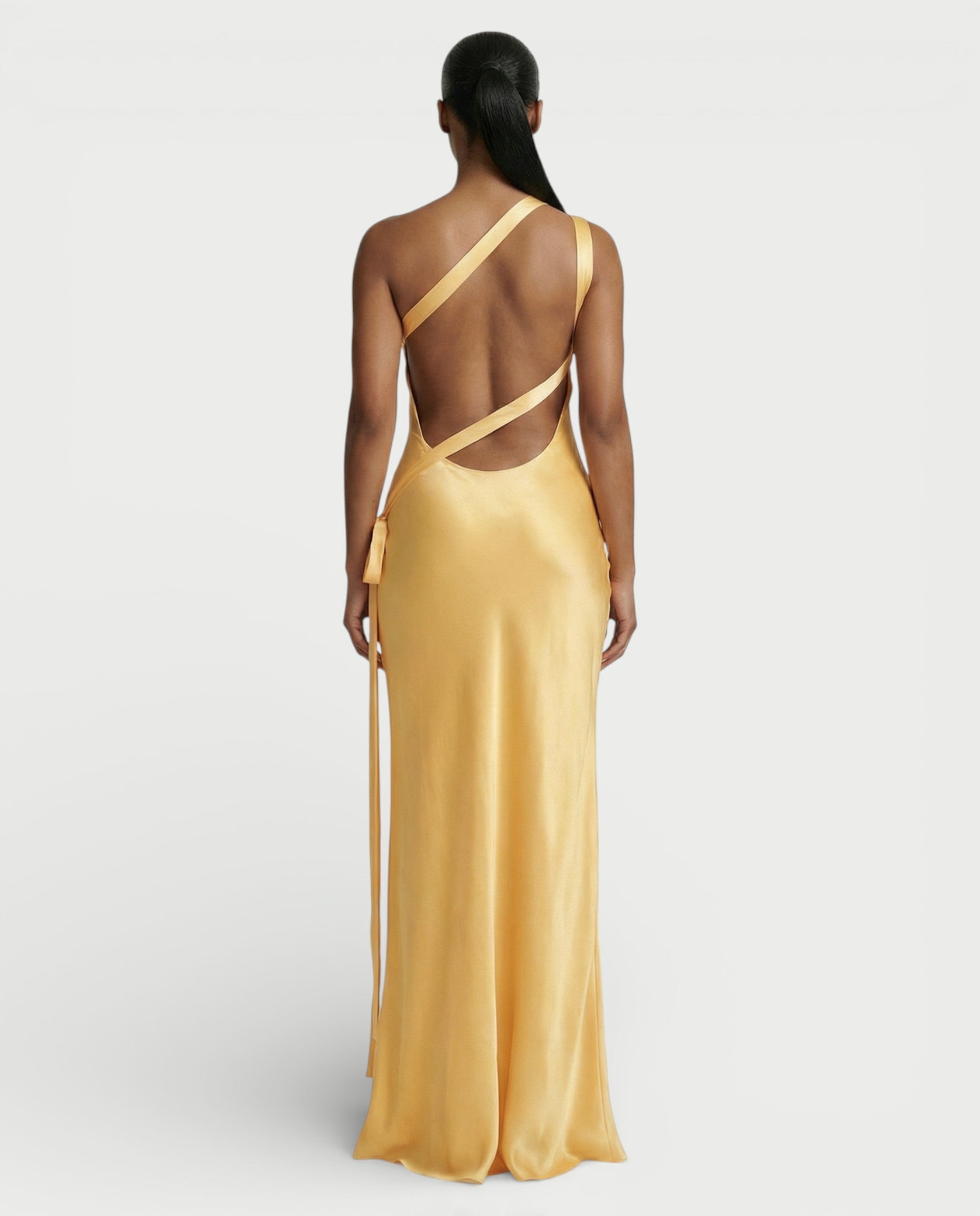 SELENE One-Shoulder Strap Satin Maxi Dress
