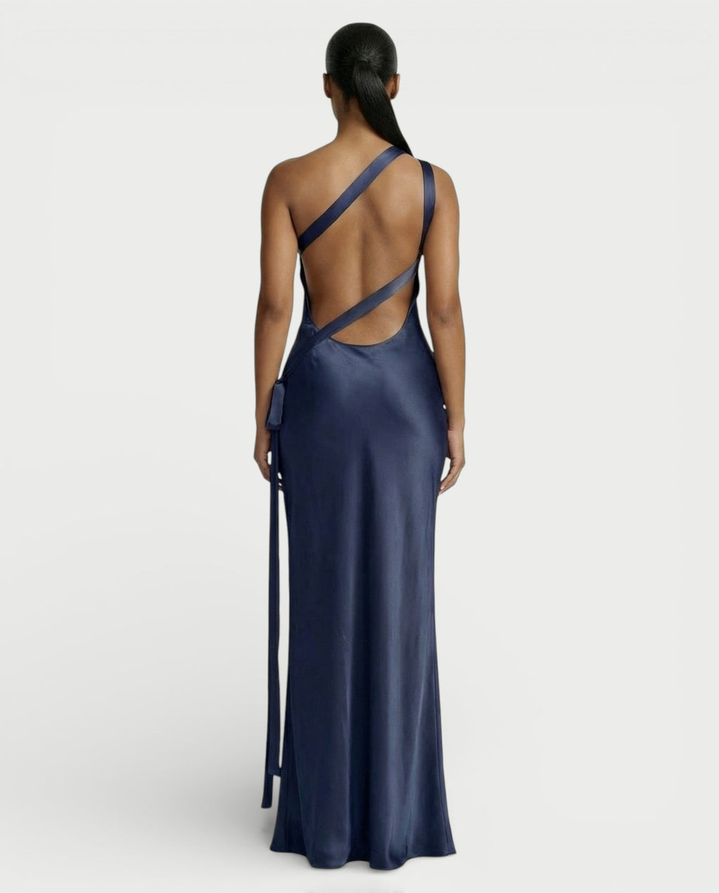 SELENE One-Shoulder Strap Satin Maxi Dress